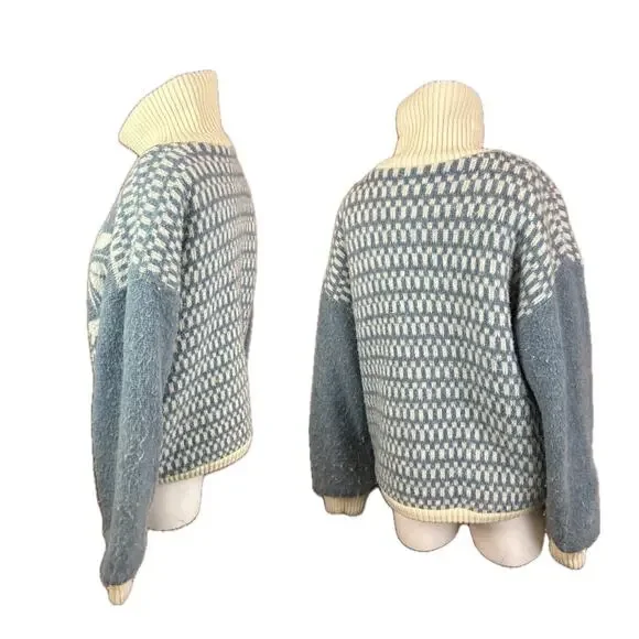 Vintage Snowflake Icewool Nordic Knit Zip Up Sweater Jacket / Medium - Picture 2 of 6